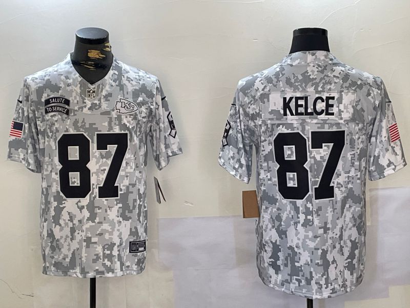 Men Kansas City Chiefs #87 Kelce Nike Arctic Camo 2024 Salute to Service Limited NFL Jersey style 4->kansas city chiefs->NFL Jersey